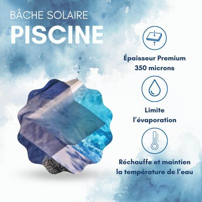 Bâche Solaire Piscine Gris Silver - Rectangle - 8 X 4 M - 350 Microns - Œillets Offerts - Recoupable