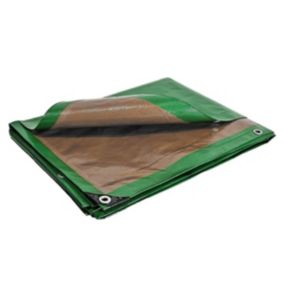 Bâche Toiture 2x3 m - TECPLAST - HQ250TO - Verte et Marron - Haute Performance - Bâche d'étanchéité pour Couvreur et Charpentier
