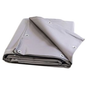 Bâche Toiture 3x5 m Grise - Garantie 10 ans TECPLAST - XP640TO - Bâche d'étanchéité pour Couvreur et Charpentier - Made in France