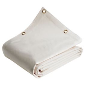 Bâche Toiture 5x8 m Blanc Crème - Garantie 8 ans TECPLAST - LP640TO - Bâche d'étanchéité en PVC pour Couvreur et Charpentier