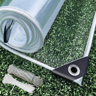 Bâche Transparente avec Oeillets pour Exterieur 450 g/m2 Imperméable Bâche de Protection pour Pergola,Serre,poulailler,Piscine (2x