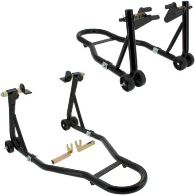 Béquilles moto pour roues avant et arrière - Capacité 450 kg - Supports stables universels - GT MARKET