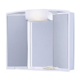 B-RANDO Armoire de bain avec miroir 59X51X16 cm , lumineux, avec prise et tiroir, en plastique finition blanche - BATHSTAGE