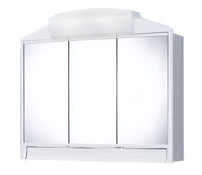 B-RANDO Armoire de toilette avec miroir 59X51X16 cm , lumineux, avec prise et tiroir, en plastique finition blanche - BATHSTAGE