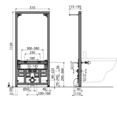 Bâti support pour bidet suspendu (A105/1120)