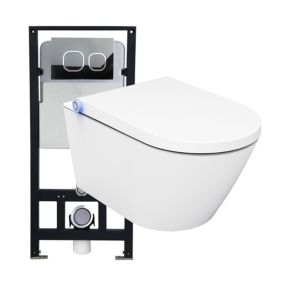 Bâti-support Toilettes Japonais céramique, WC lavant pack complet, 38,4x59,3x38cm, Basic 1102 Modèle 4111 satin