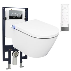 Bâti-support Toilettes Japonais céramique, WC lavant + télécommande, 38,4x59,3x38cm, PRO+ 1102, Plaque 4111 satin