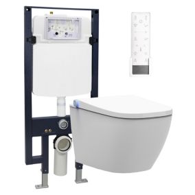 Bâti-support Toilettes Japonais céramique, WC lavant + télécommande, 38,4x59,3x38cm, Pro+ 1104 Modèle 4111 noir mat