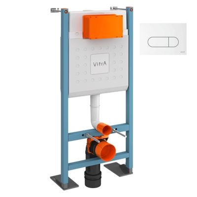 Bâti-support VitrA V-Fix Core auto-portant + Plaque Root Round Blanche