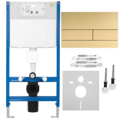 Bâti Support Wc Avec Plaque De Commande Type T Rea Brush Gold
