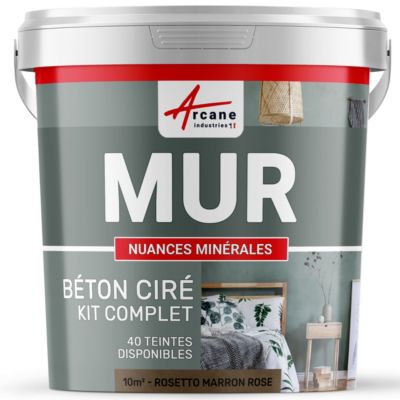 BÉTON CIRÉ EN KIT : Spécial Murs Rosetto Marron Rose - 10 m² - ARCANE INDUSTRIES