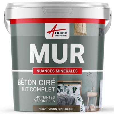 BÉTON CIRÉ EN KIT : Spécial Murs Vison Gris Beige - 10 m² - ARCANE INDUSTRIES
