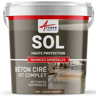 Béton Ciré Sol en Kit - Primaire et vernis de finition inclus Cacao ...