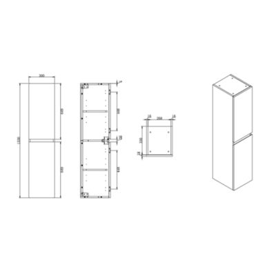 B-Way 30x133x35 cm meuble de salle de bain haut à suspendre, chêne mat (BWAY35OAK)