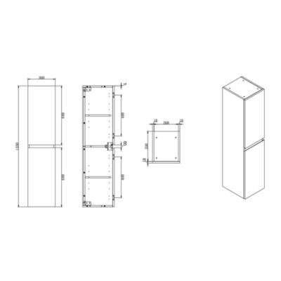 B-Way 30x133x35 cm meuble de salle de bain haut à suspendre, noyer mat (BWAY35N)