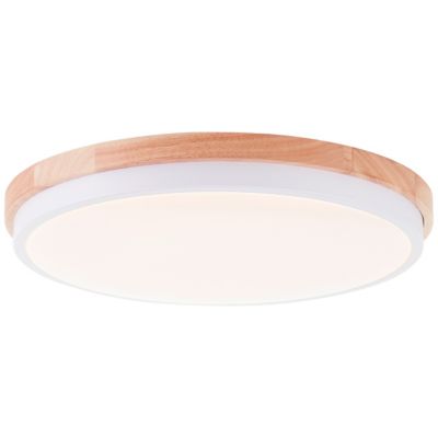 BAARLO Plafonnier blanc mat/bois LED intégrée 24W métal/bois/plastique ampoule incluse