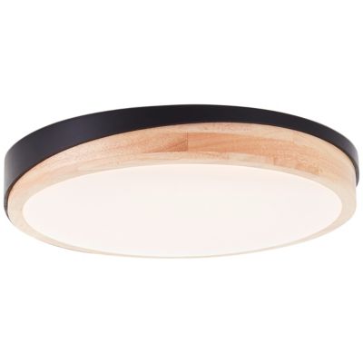 BAARLO Plafonnier noir mat/bois LED intégrée 24W métal/bois/plastique ampoule incluse