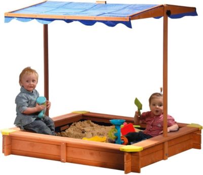 Bac a Sable Bois avec Toit Ajustable et Protection UV 117 x 117 cm