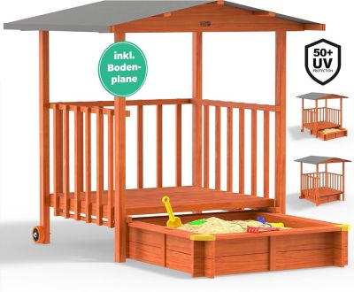 Bac a Sable en Bois avec Toit Cabane et Protection UV 50 Plus