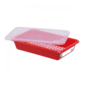 Bac alimentaire plat 3 L HACCP avec couvercle et grille - Rouge