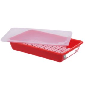 Bac alimentaire plat 5 L HACCP avec couvercle et grille - Rouge
