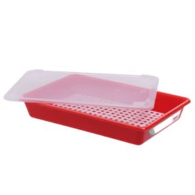 Bac alimentaire plat 8 L HACCP avec couvercle et grille - Rouge