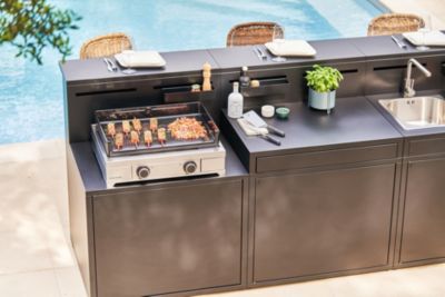 Bac de rangement en acier noir pour cuisine extérieure Forge Adour