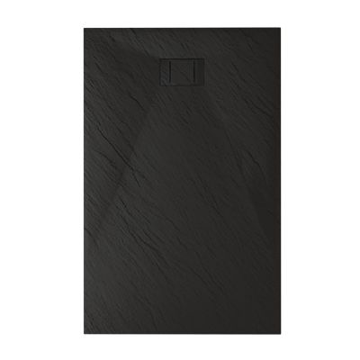 Receveur de douche en résine 70x120 cm effet pierre CUBA noir | Leroy Merlin