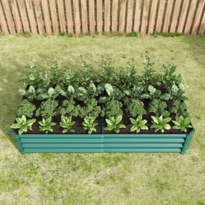 Bac potager surélevé 180x91x30 cm en métal vert sans fond