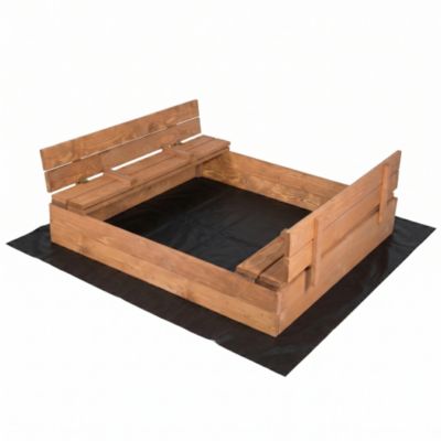 Bac à sable SPRINGOS avec bancs, bois imprégné, 120 x 120 cm