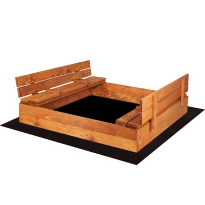 Bac à sable SPRINGOS avec bancs, en bois massif, 120 x 120 cm
