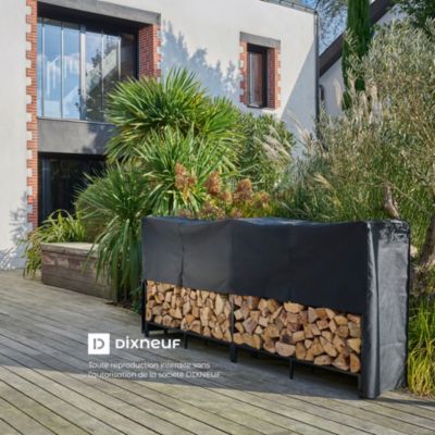 Bâche de protection ajustable pour range-bûches extérieur Dixneuf noir L.240cm l.38cm