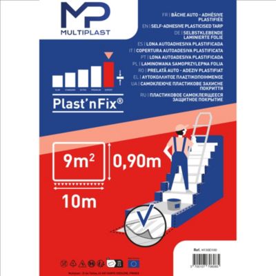 Bâche de protection auto-adhésive Multiplast Plast'n Fix 9m² L.10 x l.0,9m