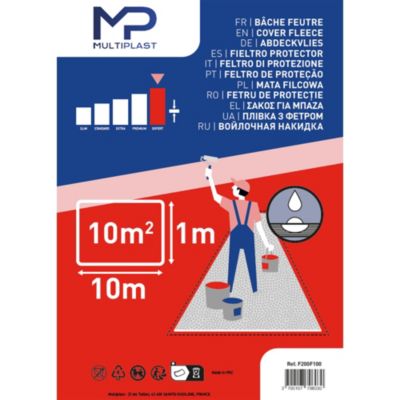 Bâche de protection imperméable et absorbante en feutre L.10 x l.1 m Multiplast