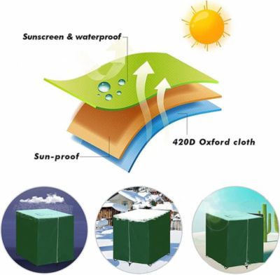 Housse Réservoir Eau IBC 1000L - Bâche Anti-UV Anti-Poussière 120x100x116cm Noir