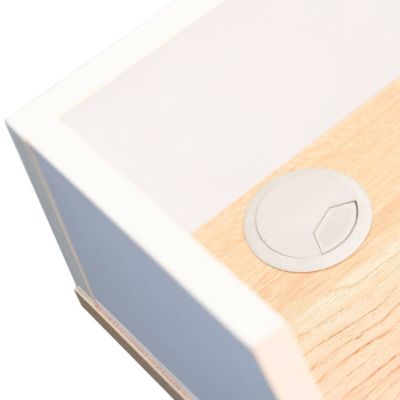 BADIE - Bureau Plateau Effet Bois et Piètement Blanc
