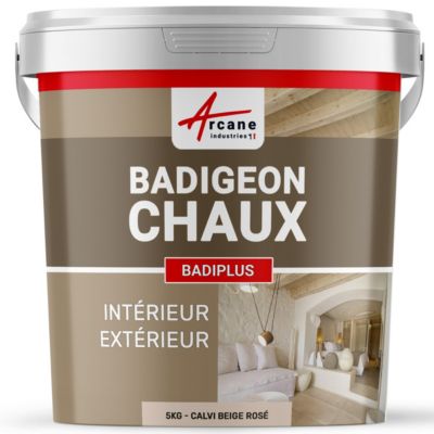 Badigeon à la chaux intérieur extérieur - BADIPLUS Calvi Beige Rosé - 5 kg (jusqu'à 25 m²) - ARCANE INDUSTRIES