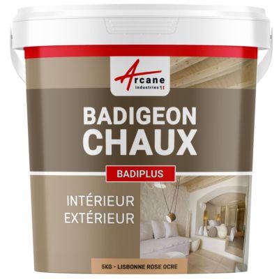 Badigeon à la chaux intérieur extérieur - BADIPLUS Lisbonne - Rose Ocre - 5 kg (jusqu'à 25 m²) - ARCANE INDUSTRIES