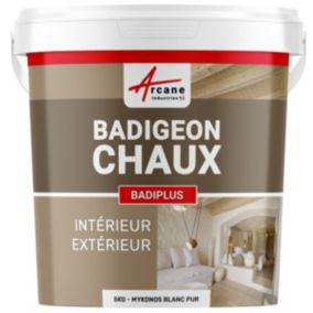Badigeon à la chaux intérieur extérieur - BADIPLUS Mykonos Blanc Pur - 5 kg (jusqu'à 25 m²) - ARCANE INDUSTRIES