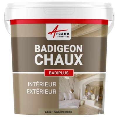 Badigeon à la chaux intérieur extérieur - BADIPLUS Palerme - Beige - 2.5 kg (jusqu'à 12.5 m²) - ARCANE INDUSTRIES