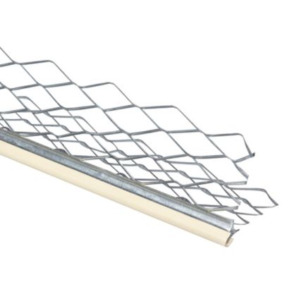 Baguette d’angle extérieur en acier galvanisé avec cordon PVC sable 3 000 x 35 x 35 mm