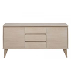 Bahut style scandinave plaqué chêne 2 portes et 3 tiroirs L150 - NOGANA