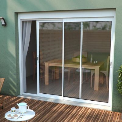 Baie coulissante aluminium Geom blanc - 180 x h.215 cm Uw 2,7 | Castorama