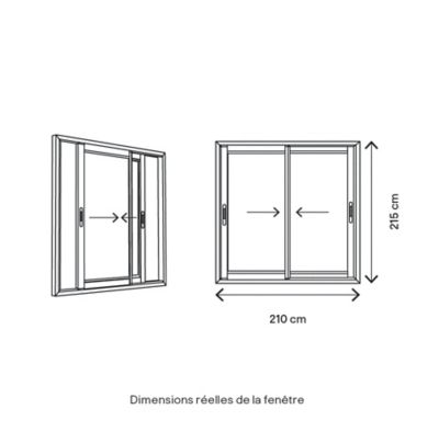 Baie vitrée coulissante alu GoodHome blanc - l.210 x h.215 cm - Uw 1,7