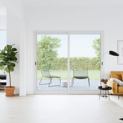 Baie vitrée coulissante alu GoodHome blanc - l.240 x h.215 cm - Uw 1,7