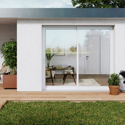 Baie vitrée coulissante alu GoodHome blanc - l.240 x h.215 cm - Uw 1,7