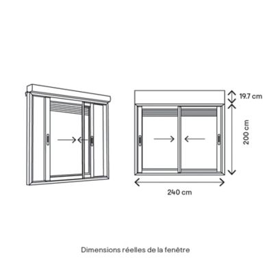 Baie vitrée coulissante alu + volet roulant électrique Goodhome blanc - l.240 x h.200 cm - Uw 1,7