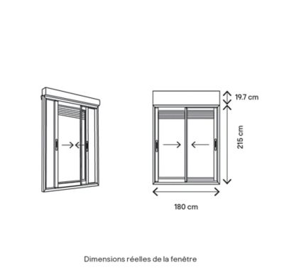 Baie vitrée coulissante alu + volet roulant électrique Goodhome gris - l.180 x h.215 cm - Uw 1,7