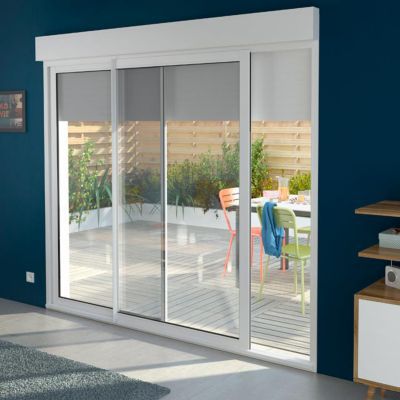Baie vitrée coulissante aluminium avec volet roulant motorisé blanc 180 x  cm Uw