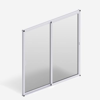 Baie vitrée coulissante aluminium blanc sans volet 200 x 240 cm, Uw 2